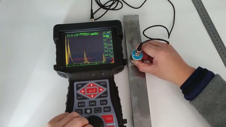 Detector ultrassônico de falhas TIME TUD500, calibração, curva DAC.